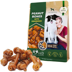 Dog Peanut Butter Bones With Cranberry Rawhide - Paw & Planet