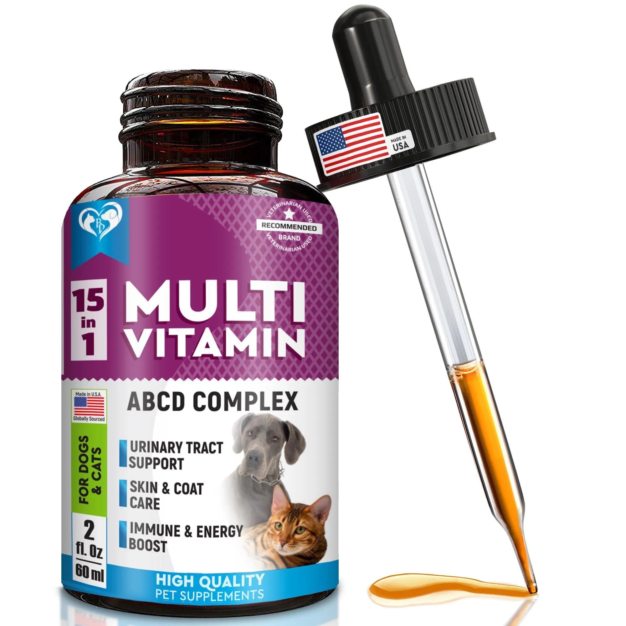 Cat And Dog Multivitamin Liquid With Glucosamine & Cranberry 15 In 1 - Paw & Planet