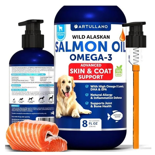 Salmon Oil For Dogs 3 For Dogs 8 FL OZ Wild Alaskan Salmon Fish Oil - Paw & Planet