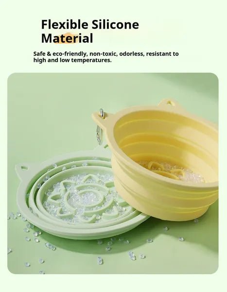 3-in-1 Pet Travel Collapsible Bowl Foldable Slow-Feeder With Strong Suction Cups  Portable Silicone Dog Bowl With Hook For Hanging On Collar/Backpack - Paw & Planet