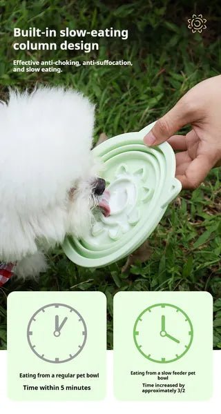 3-in-1 Pet Travel Collapsible Bowl Foldable Slow-Feeder With Strong Suction Cups  Portable Silicone Dog Bowl With Hook For Hanging On Collar/Backpack - Paw & Planet