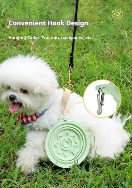 3-in-1 Pet Travel Collapsible Bowl Foldable Slow-Feeder With Strong Suction Cups  Portable Silicone Dog Bowl With Hook For Hanging On Collar/Backpack - Paw & Planet