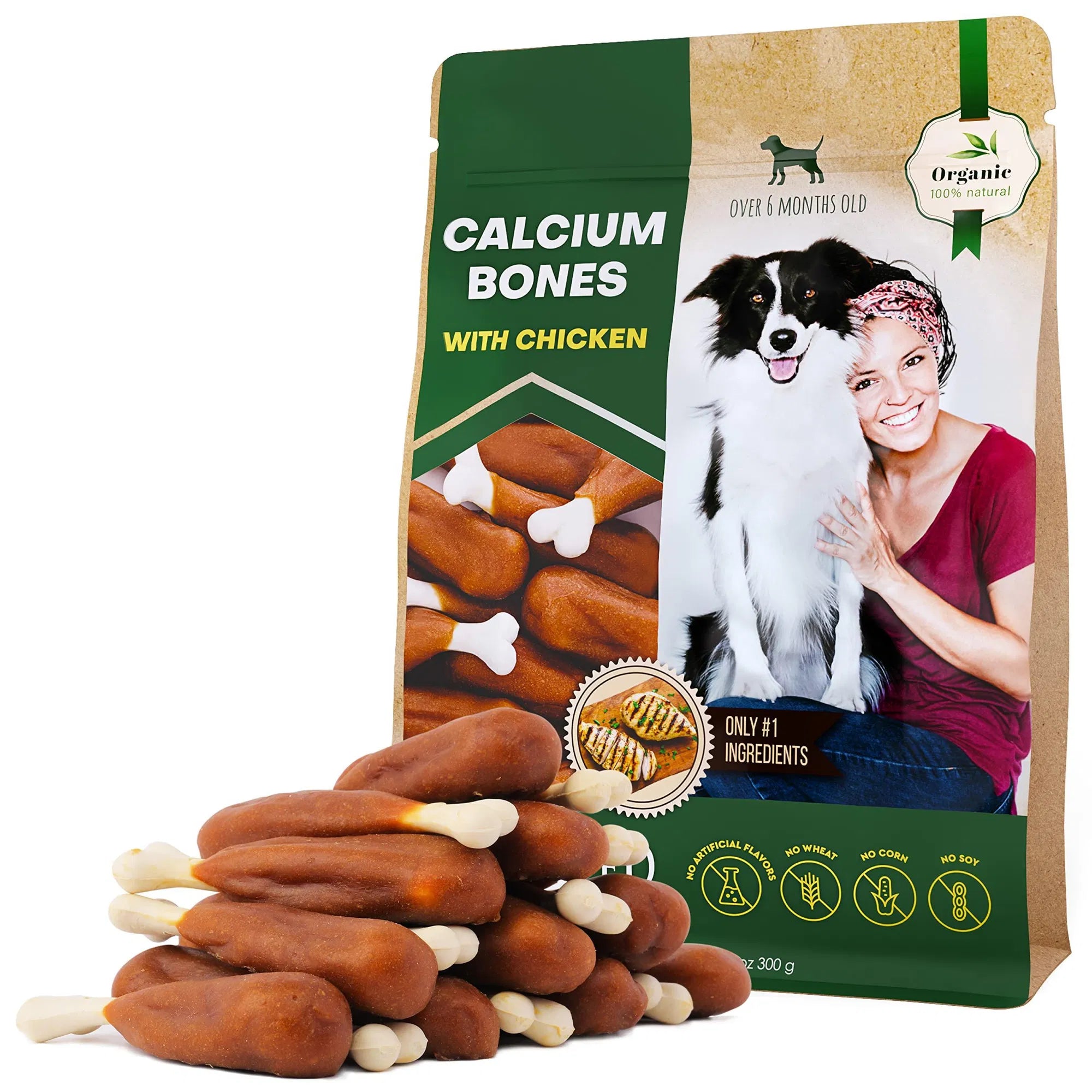 Dog Calcium Bones Wrapped Chicken & Rawhide Free Chew Treats Pet Healthy Dried Snacks Grain Free Organic Meat Chews For Training Small Large Dogs - Paw & Planet