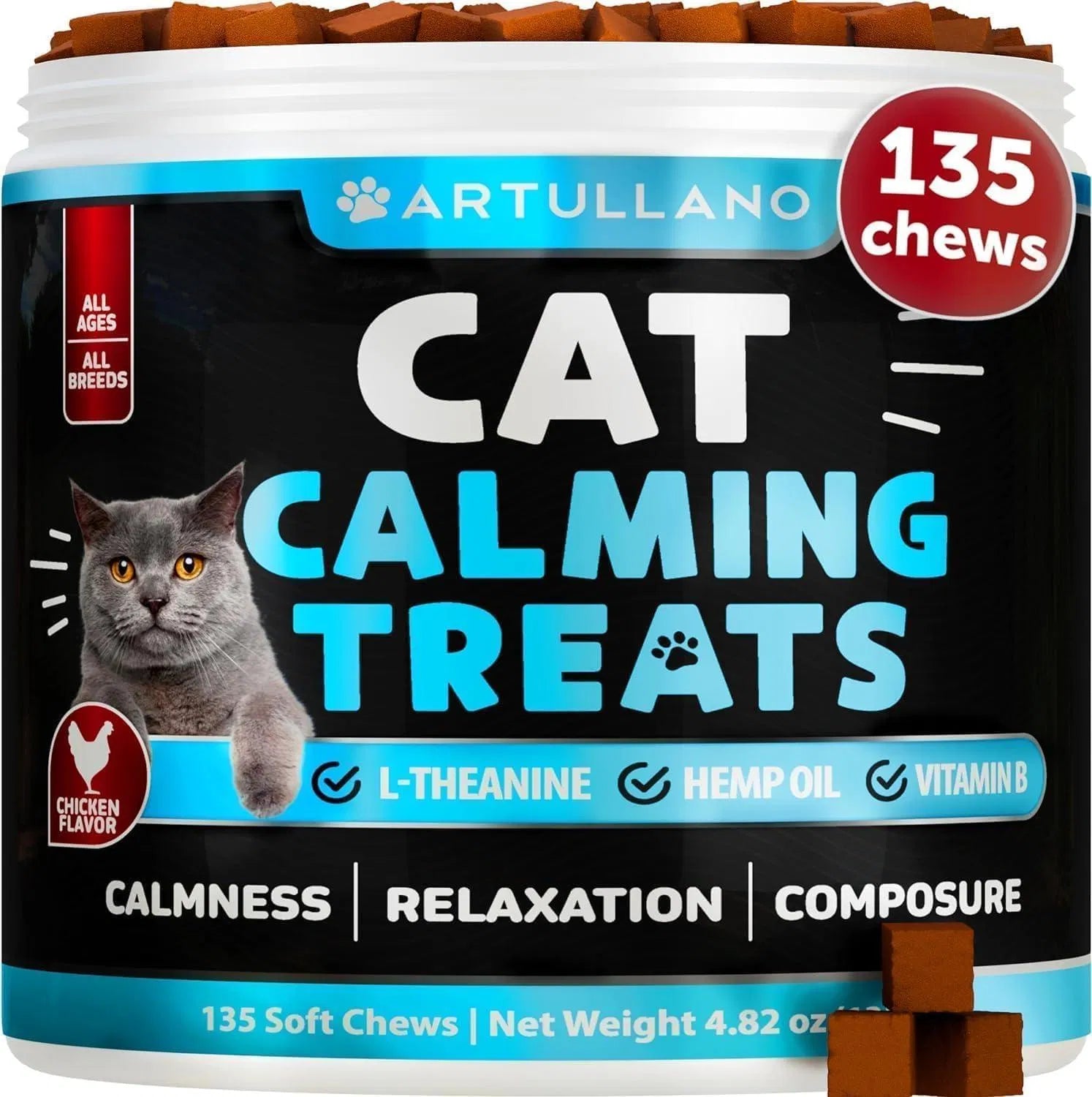 Do Not Sell On Amazon Hemp Cat Calming Treats For Stress & Anxiety Relief Cat Kittens Melatonin - Paw & Planet