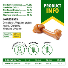 Dog Peanut Butter Bones With Cranberry Rawhide - Paw & Planet