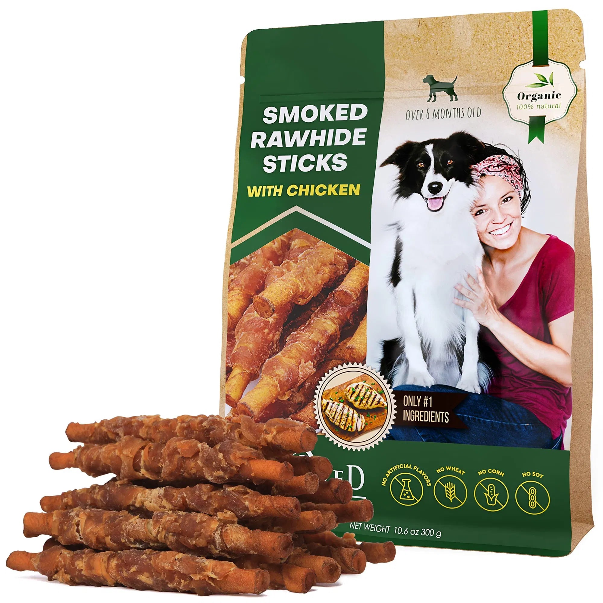 Dog Smoked Rawhide Sticks Wrapped Chicken - Paw & Planet